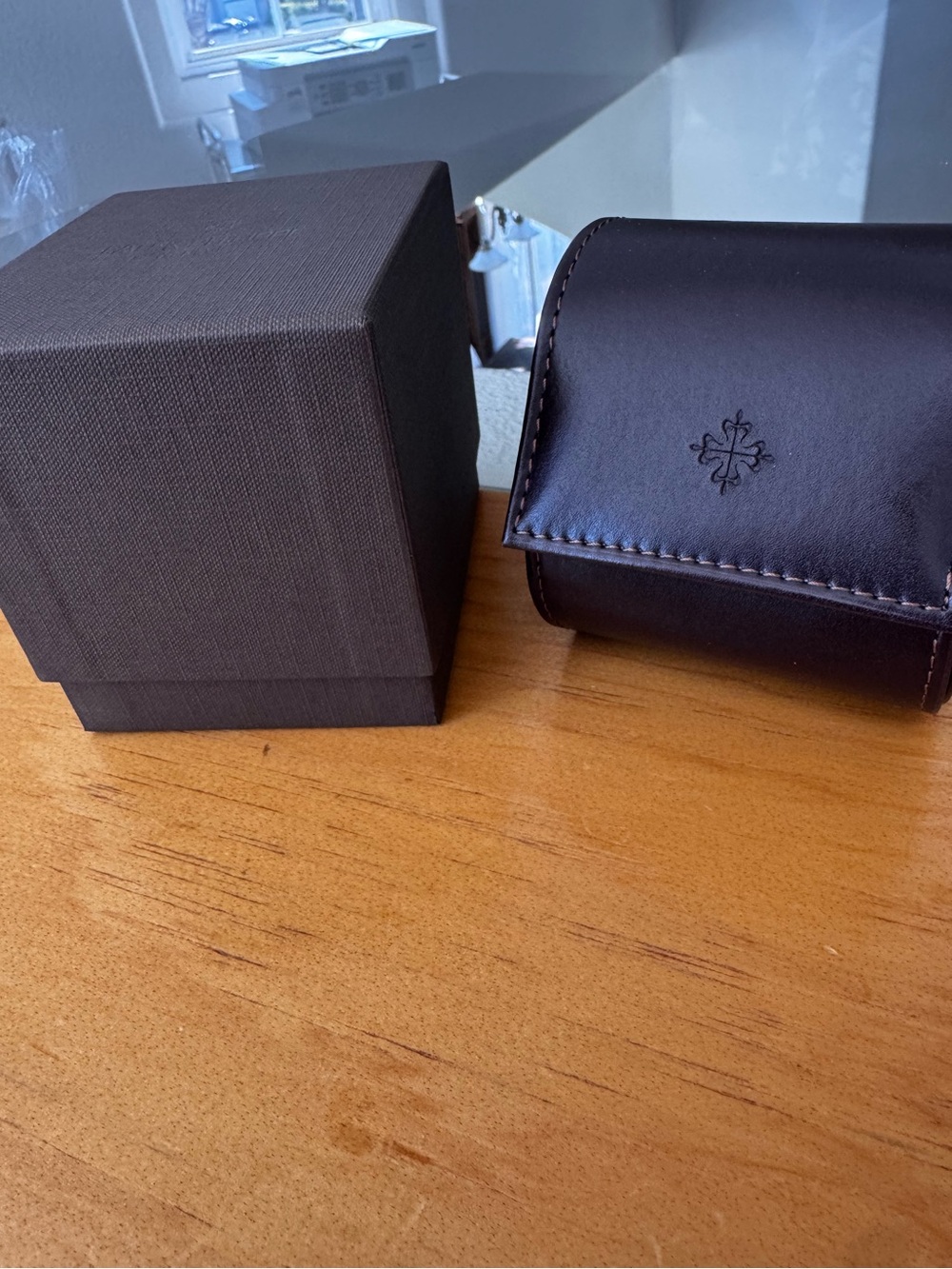 Patek Leather Travel Watch Case Brown